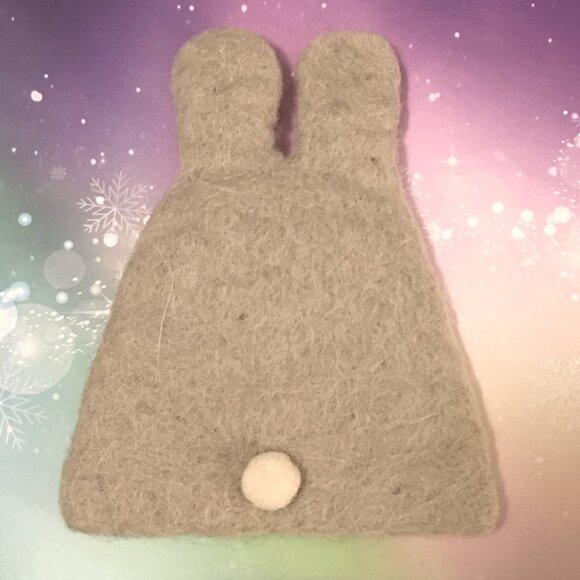 Handmade Felted Wool Rabbit Egg Cozy with Metal Egg Cup - Picture 4 of 13